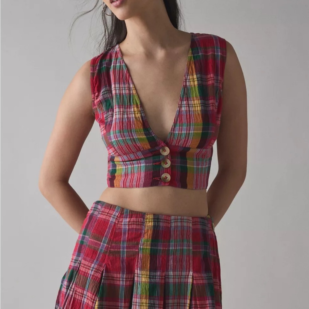 BDG Picnic Plaid Vest Top & Mini Skort Set